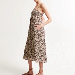 Abercrombie & Fitch Brown Tan Spaghetti Strap Midi Sundress